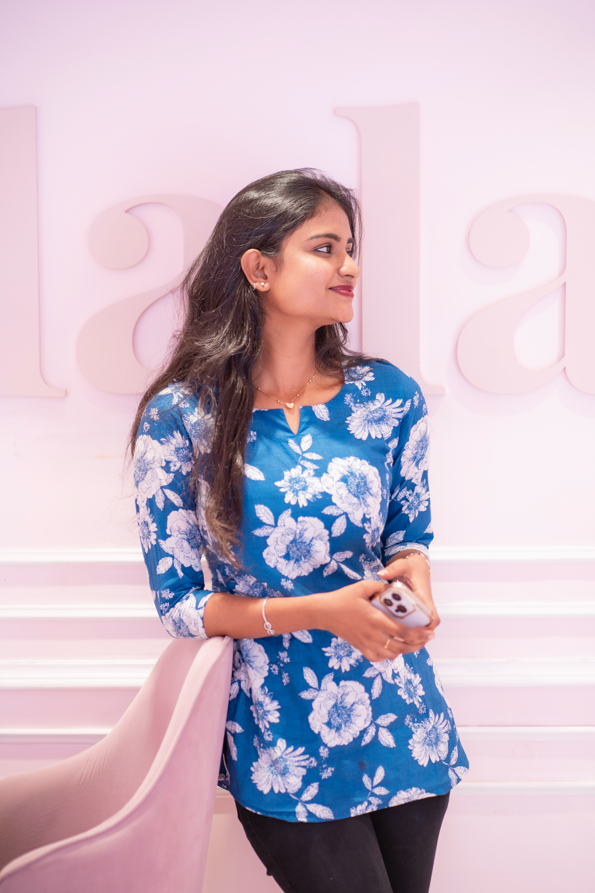 Neelanjana - Blue Floral cotton short top