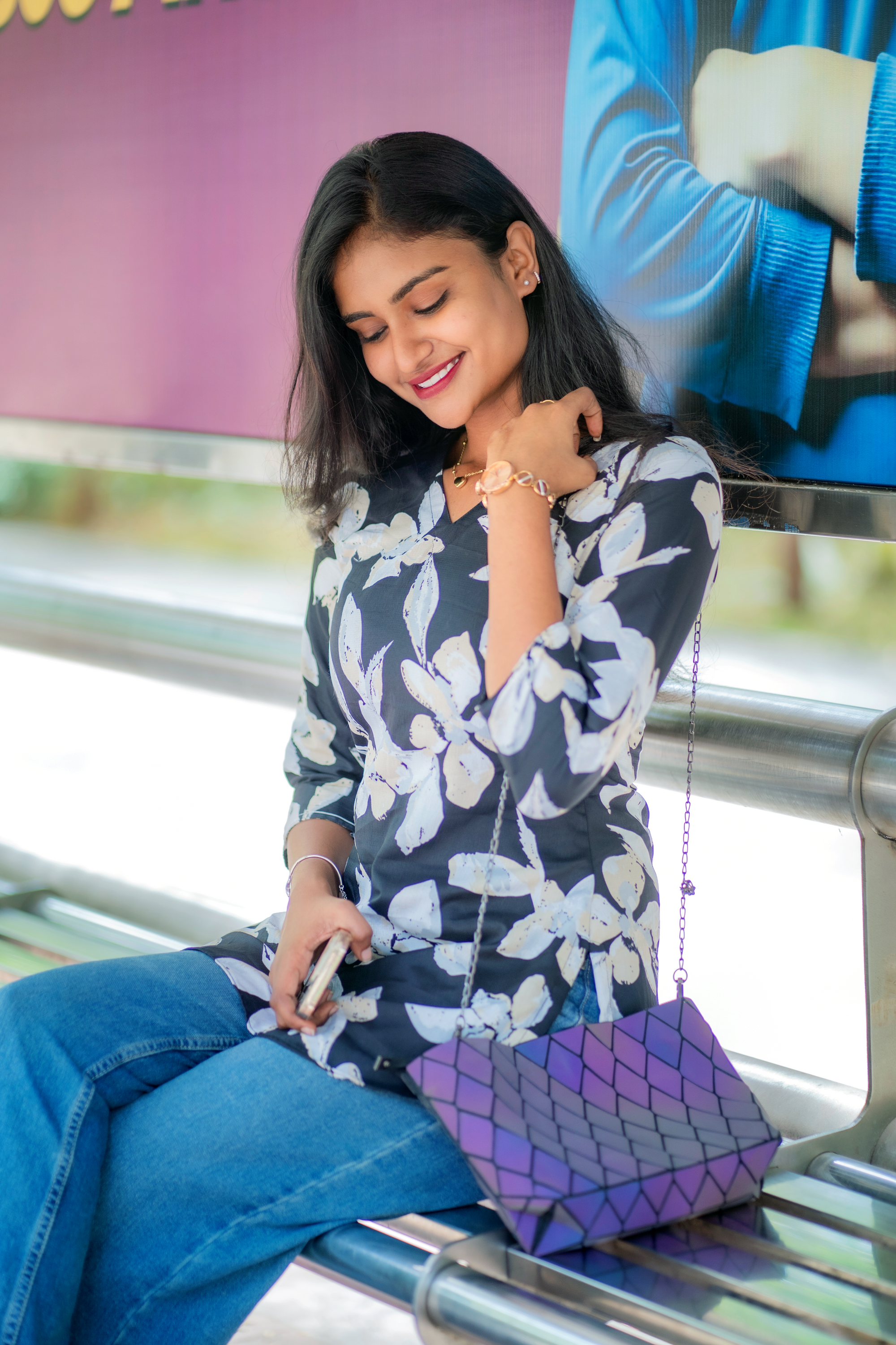 Black Rose - Black Floral cotton short top