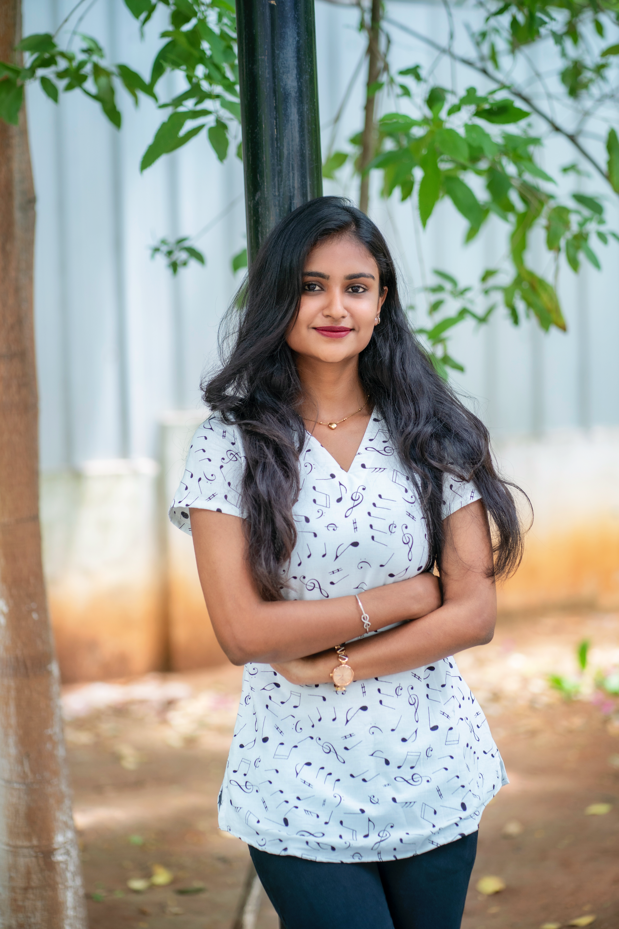 Venmathi - White musical printed cotton short top