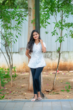 Venmathi - White musical printed cotton short top