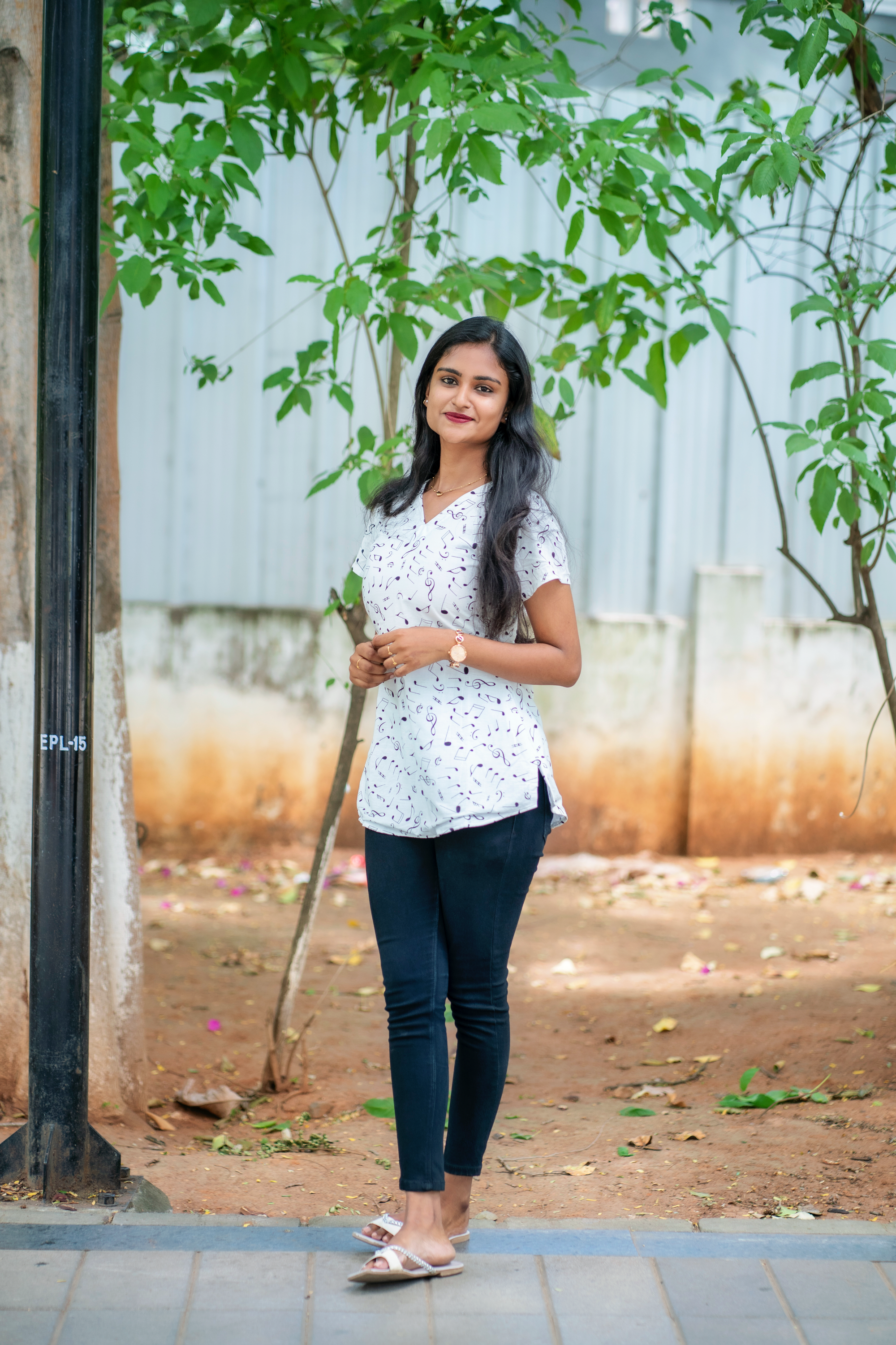 Venmathi - White musical printed cotton short top