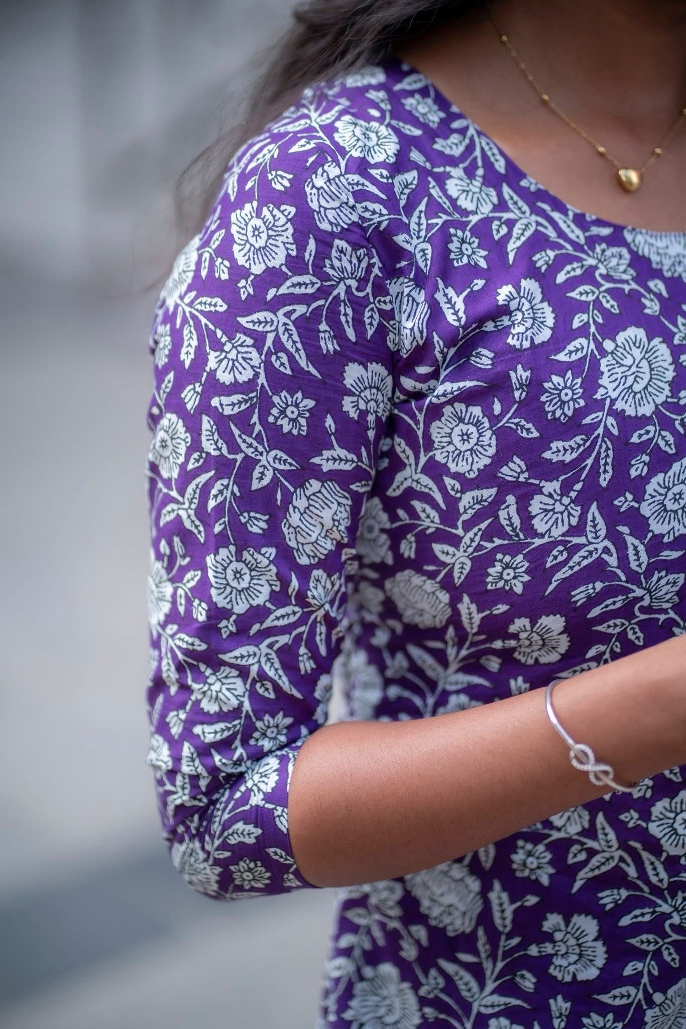Morning Glory - Purple cotton short top