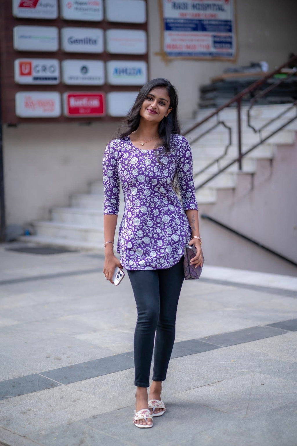 Morning Glory - Purple cotton short top