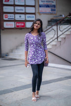 Morning Glory - Purple cotton short top