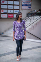 Morning Glory - Purple cotton short top