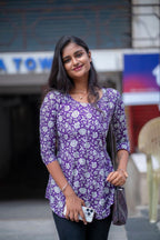 Morning Glory - Purple cotton short top