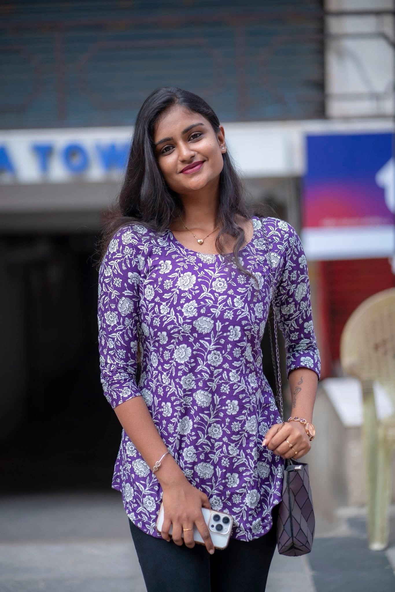 Morning Glory - Purple cotton short top