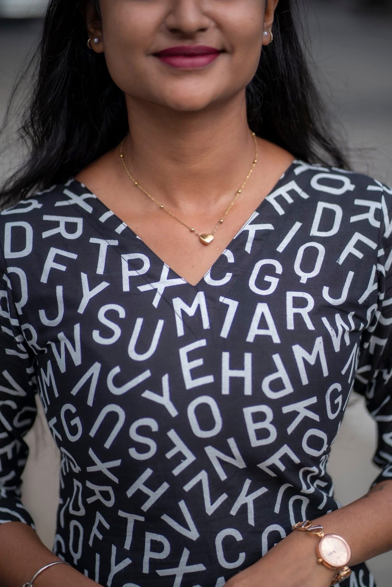 Black Beauty - Black cotton letters printed short top