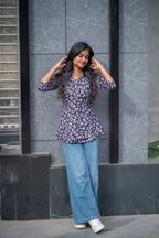 Black Beauty - Black cotton letters printed short top