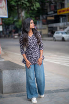 Black Beauty - Black cotton letters printed short top