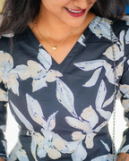 Black Rose - Black Floral cotton short top