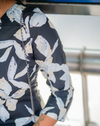 Black Rose - Black Floral cotton short top