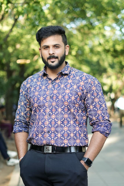 Neelva - Blue Ajrakh Cotton Shirt