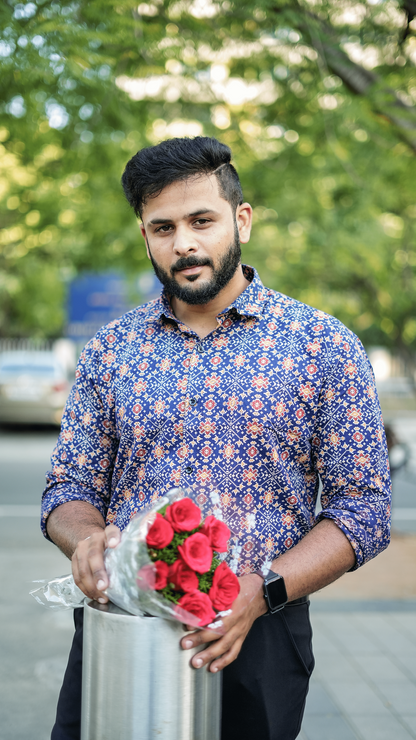 Neelva - Blue Ajrakh Cotton Shirt